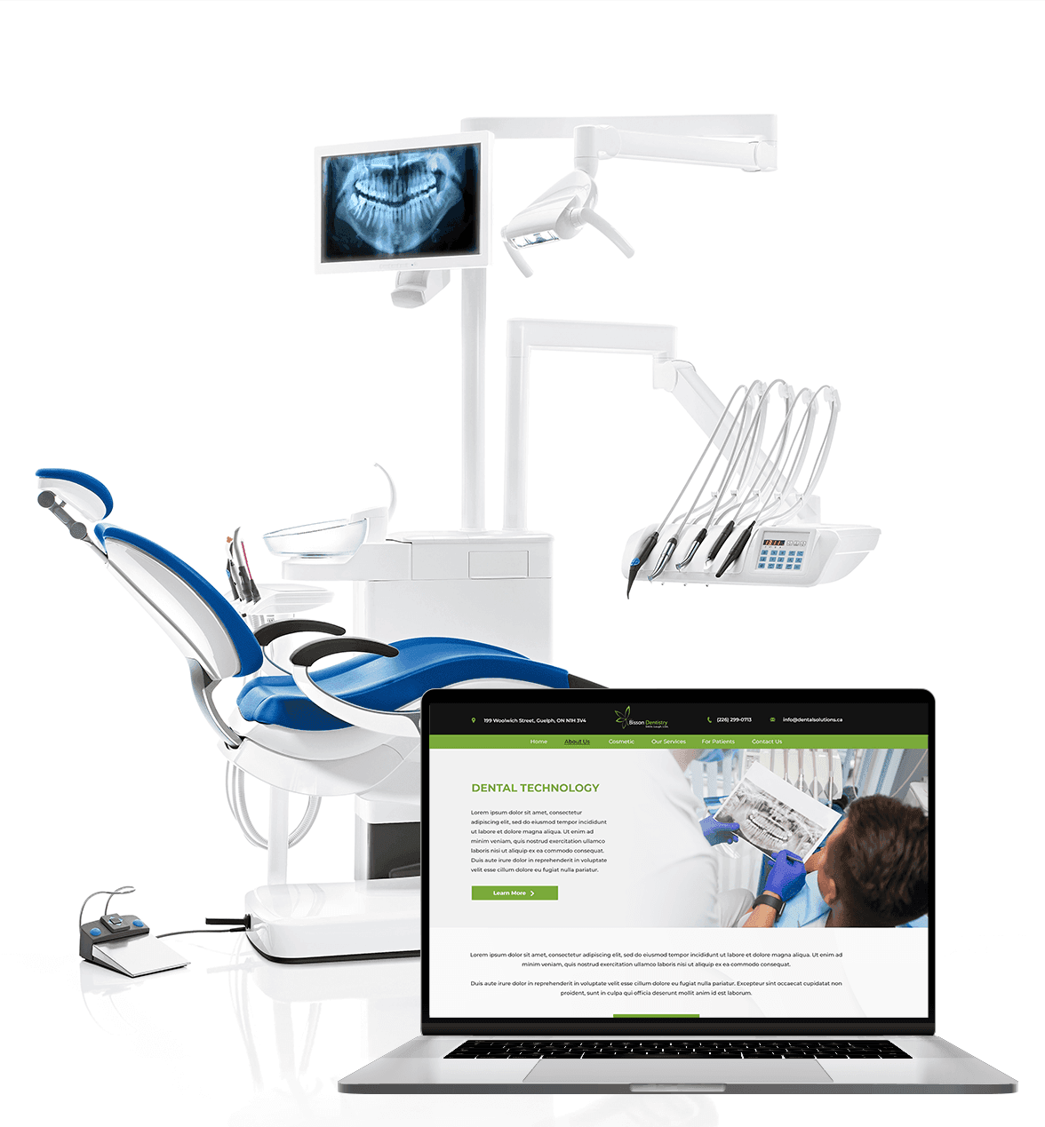 Illustration of a dental practice website on a laptop